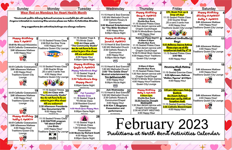 February 2023 Activity Calendar